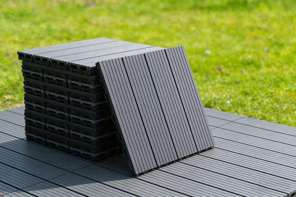 TERRASSENFLIESE NOAH 9ER-SET - Anthrazit, Basics, Holzwerkstoff/Kunststoff (30/30/2,2cm) - Beldano