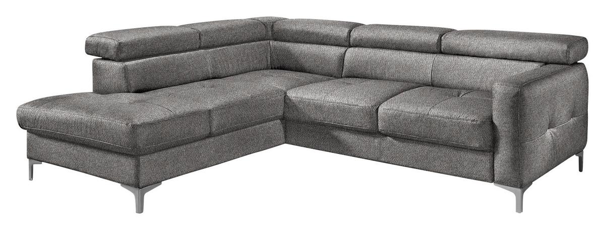 Ecksofa Sammy Graubraun - Chromfarben/Graubraun, Design, Textil (207/242cm) - Livetastic