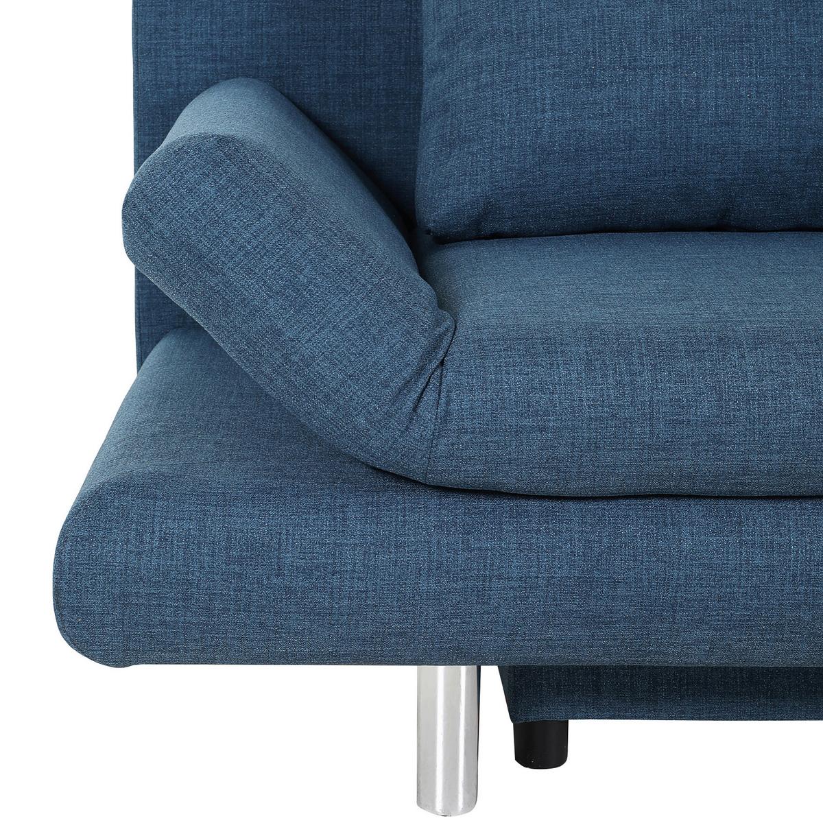 Schlafsofa Sorini, Blau B: 194 Cm - Chromfarben/Blau, Design, Textil (194/73/91cm) - MID.YOU