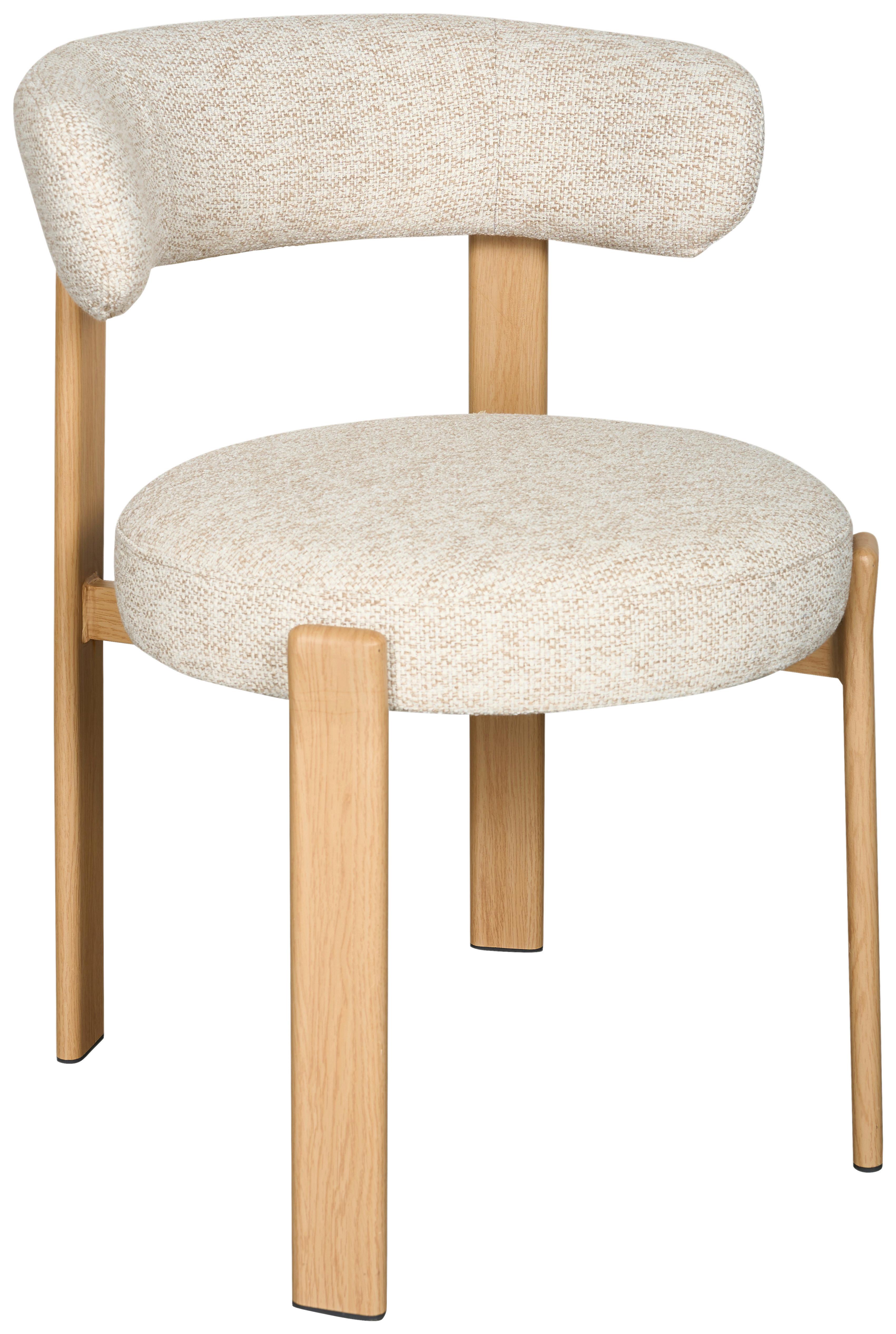 Stuhl Nantes Beige B: 55 cm - Eichefarben/Beige, MODERN, Textil/Metall (55/75/56,5cm) - Livetastic