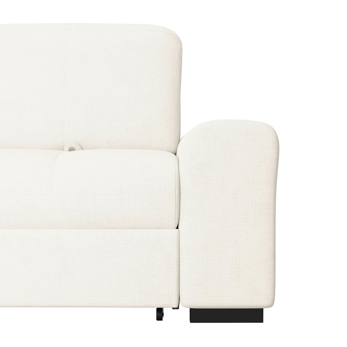 Ecksofa mit Bettfunktion Malaga new Chenille elfenbein - Elfenbein/Schwarz, KONVENTIONELL, Textil (203/286cm) - Ondega