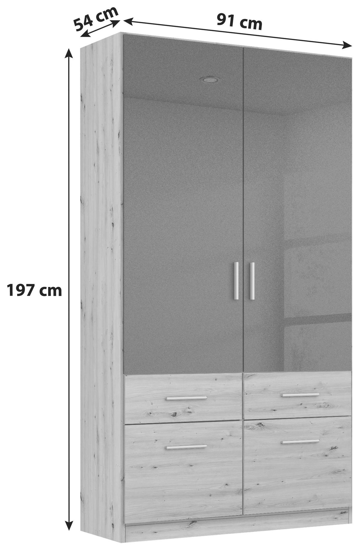 Nyílóajtós Szekrény Celle Extra 91/197 Cm - Artisan tölgy/sötétszürke, Design, faalapú anyag (91/197/54cm)