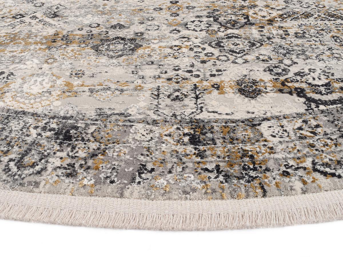 Webteppich Grau/Goldfarben Toulon Rund Ø 240 cm - Goldfarben/Grau, LIFESTYLE, Textil (240cm) - Dieter Knoll