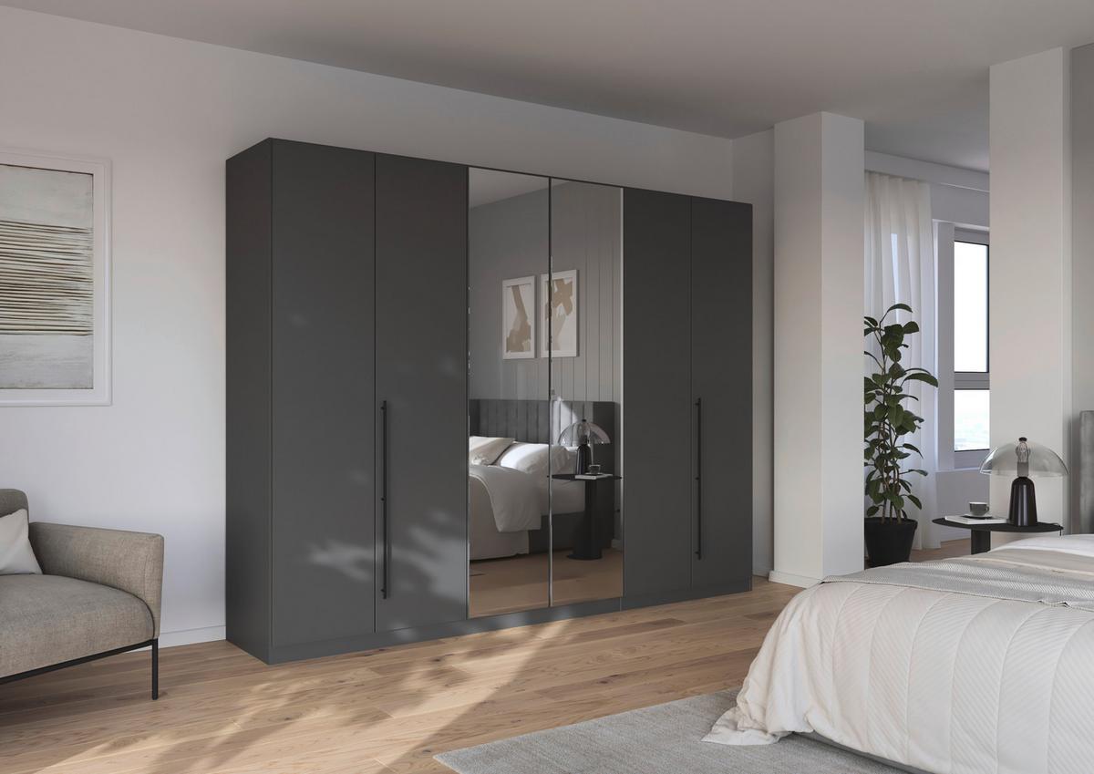 Kleiderschrank Safari mit Spiegel B: 271 cm - Grau, KONVENTIONELL, Holzwerkstoff (271/210/54cm)