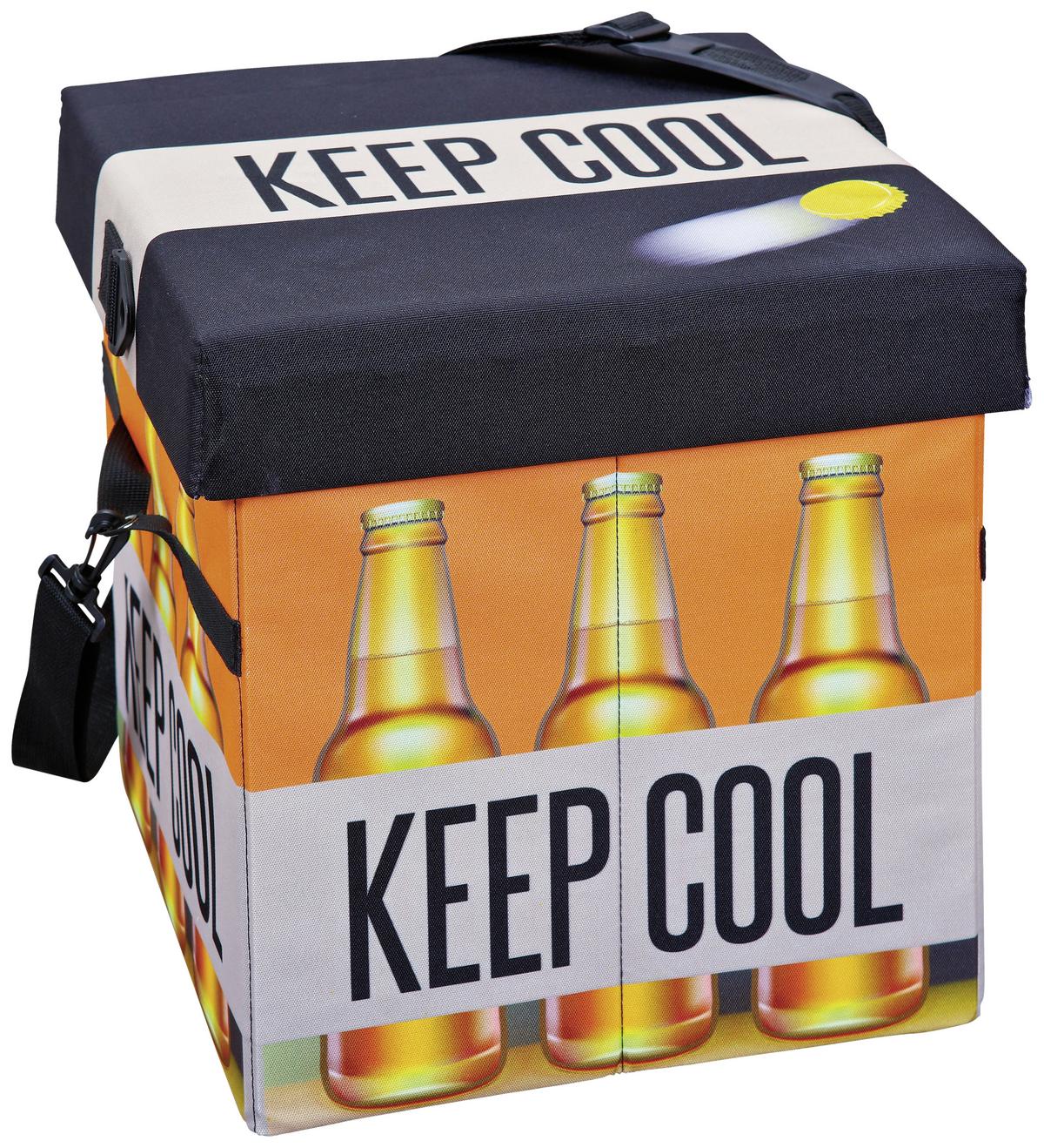 Hűtődoboz Bier - fekete/narancs, Basics, textil (37/36/37cm) - MID.YOU