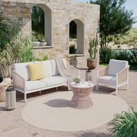 Gartenbeistelltisch Palma - Hellbraun/Grauweiß, MODERN, Glas/Textil (56/48cm) - Beldano