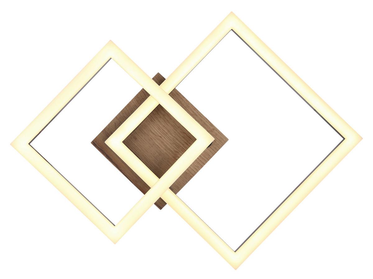 Led-deckenleuchte 672840-15 - Dunkelbraun/Opal, Basics, Holzwerkstoff/Kunststoff (42/31/8cm) - Globo