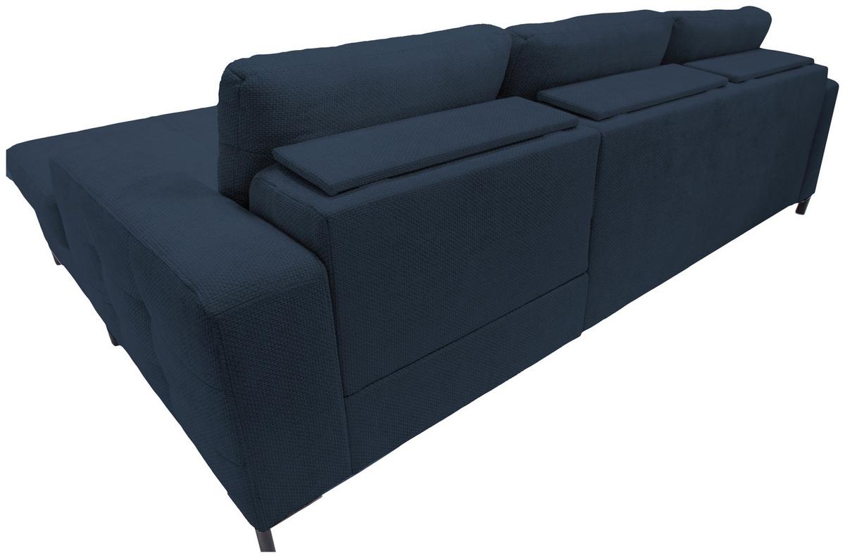 Ecksofa Bonito, Dunkelblau Schenkel: 255x176 cm - Schwarz/Dunkelblau, Design, Textil (260/176cm) - Livetastic