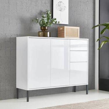 Kommode 105,5 mailand Typ 10 + Mf, Weiß - Weiß Hochglanz/Anthrazit, MODERN, Holzwerkstoff (105,5/86/33cm) - MID.YOU