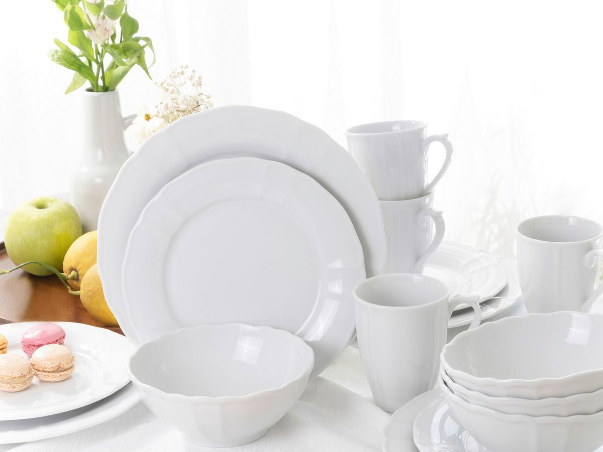 Kombiservice Porzellan 4 Personen Geschirr Set Weiß - Weiß, Keramik (34,5/28/29cm) - Creatable