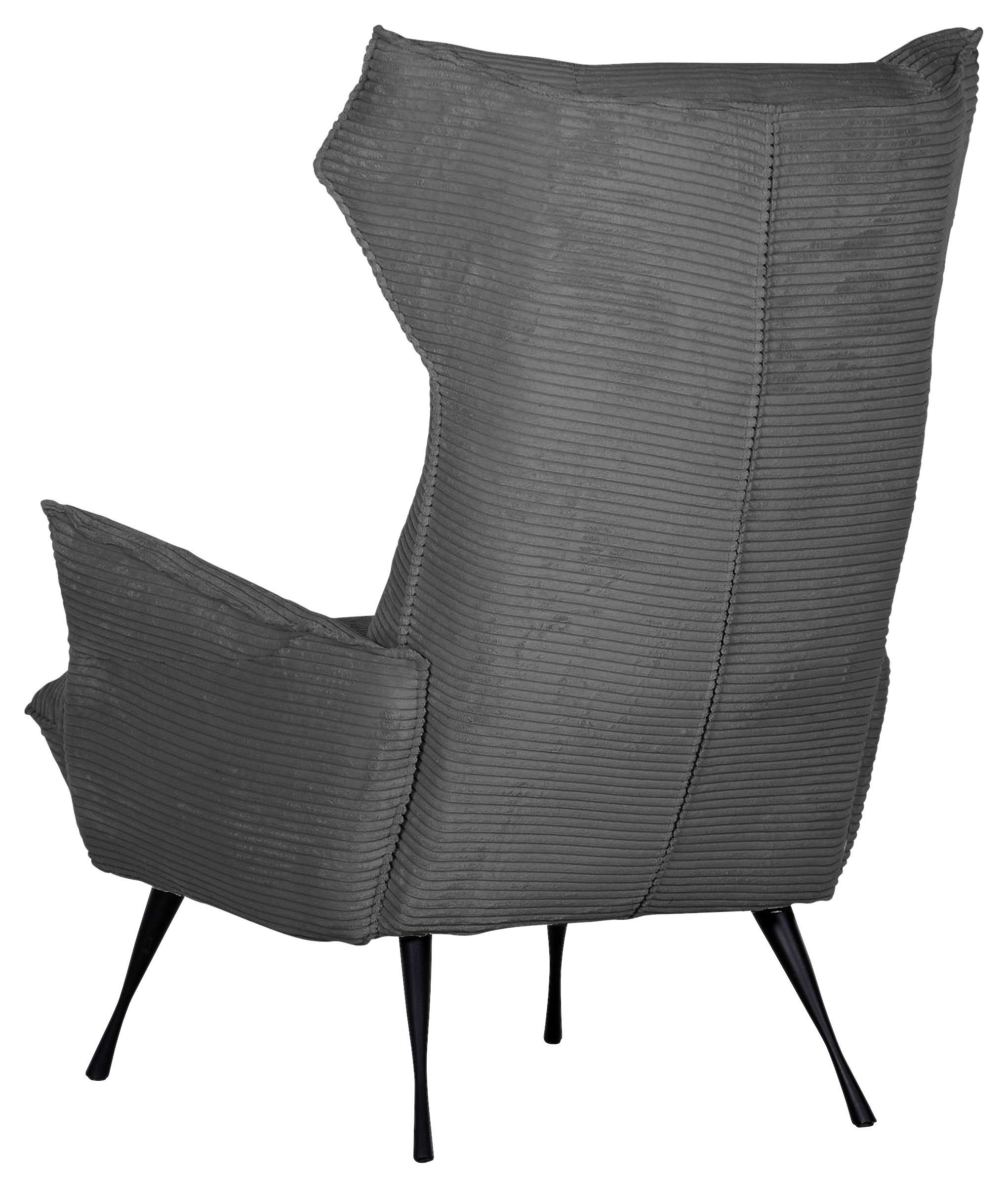 Ohrensessel Lorris - Dunkelgrau/Schwarz, KONVENTIONELL, Textil (83/110/92cm) - MID.YOU