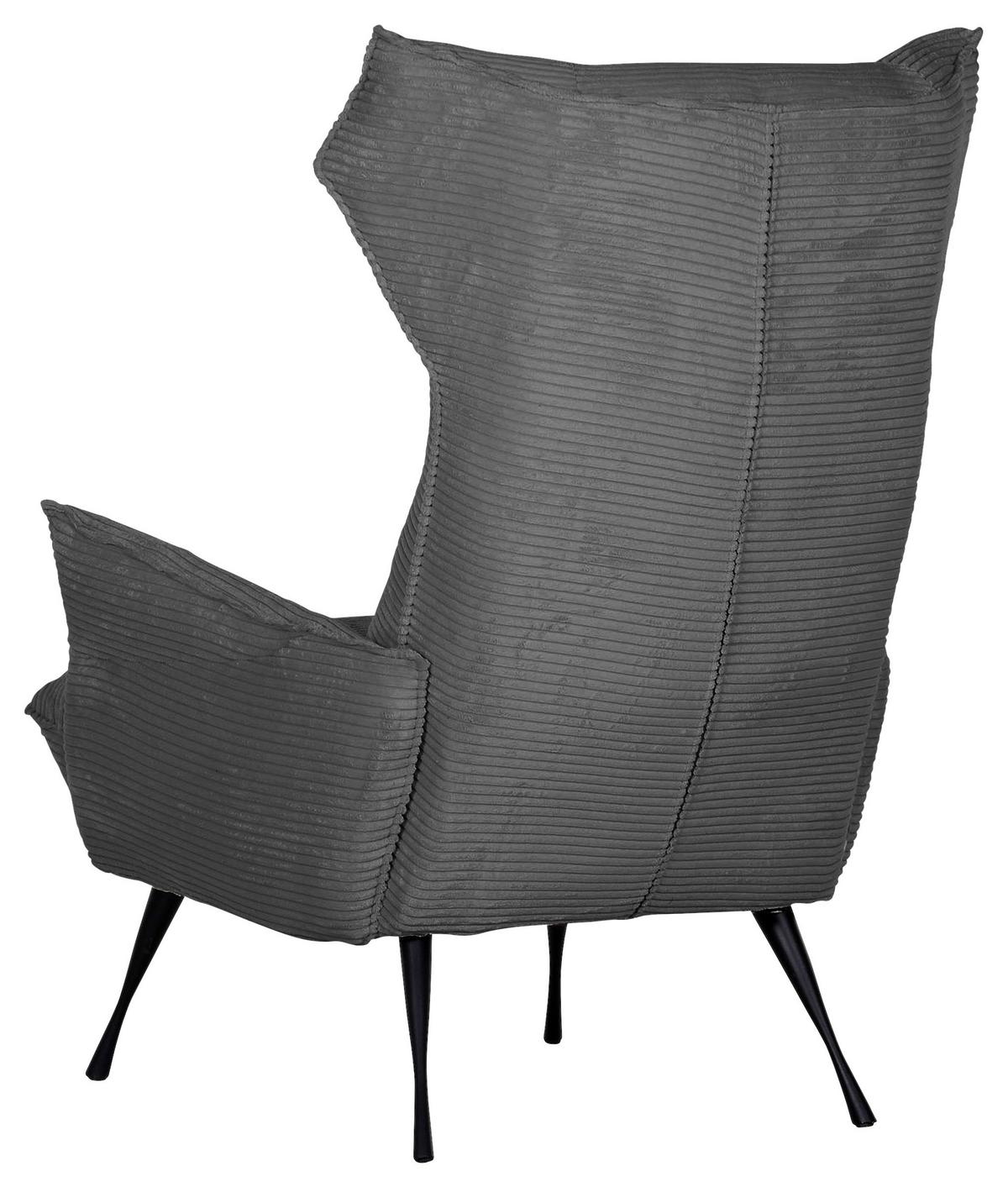 Ohrensessel Lorris - Dunkelgrau/Schwarz, KONVENTIONELL, Textil (83/110/92cm) - MID.YOU