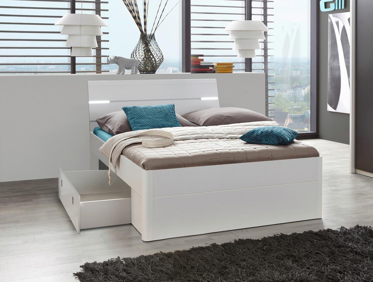 Posteľ s LED osvetlením Mars, 180x200 cm, biela - biela, Modern (180/200cm) - MID.YOU