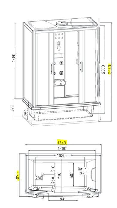Dampfdusche Nevada 150 Mit Massagedüsen, Radio, Ablage - Basics, Glas (154/225/87cm) - Sanotechnik