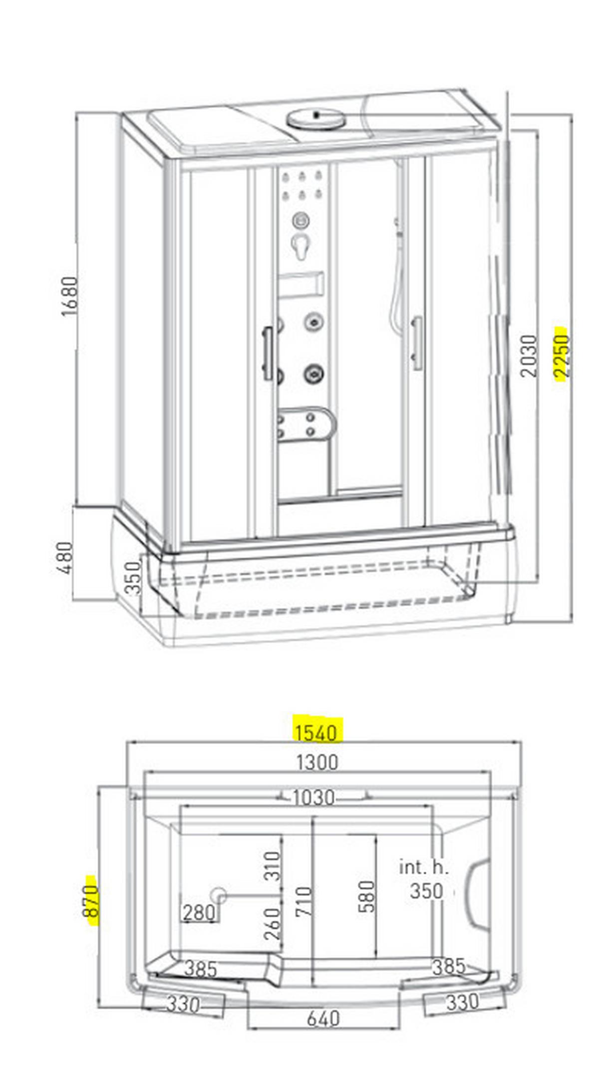Dampfdusche Nevada 150 mit Massagedüsen, Radio, Ablage - Basics, Glas (154/225/87cm) - Sanotechnik
