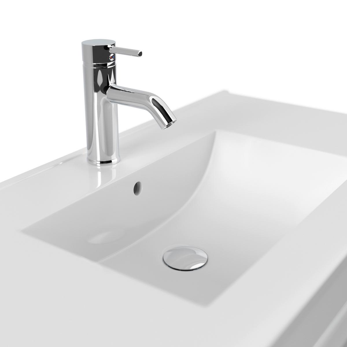WASCHTISCHKOMBI Homeline, Weiß HG B: 91 cm - Weiß Hochglanz/Weiß, Basics, Keramik/Holzwerkstoff (91cm) - MID.YOU