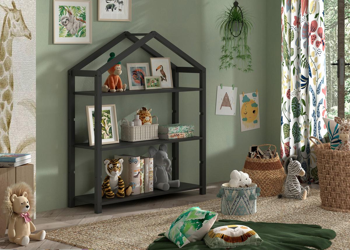 KINDERREGAL Dallas Anthrazit B: 111cm - Anthrazit, MODERN, Holz (111/141/40cm) - Vipack