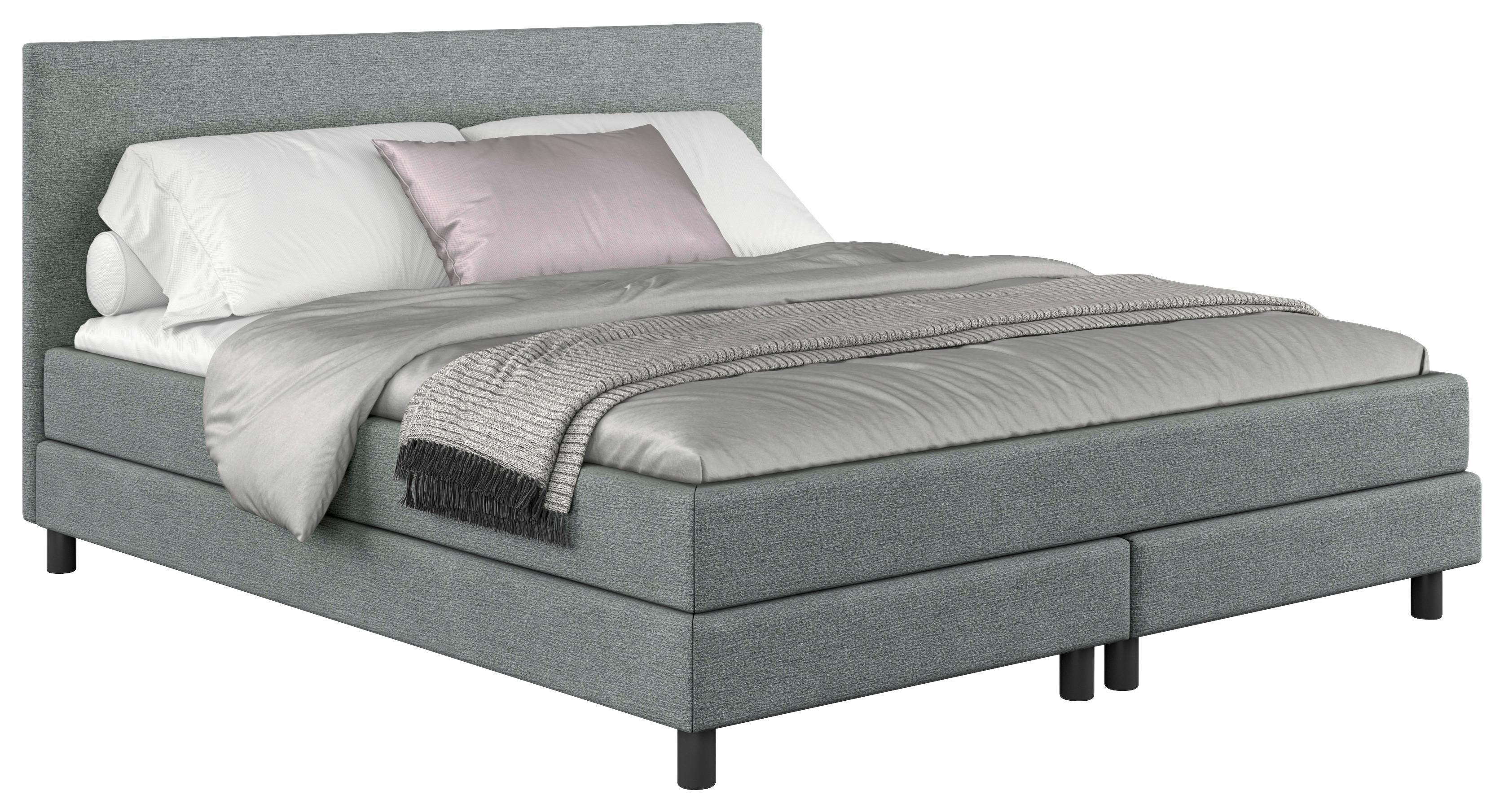Boxbett mit Topper Andorra 180x200 cm Hellgrün - Schwarz/Hellgrün, MODERN, Holzwerkstoff/Textil (180/200cm) - MID.YOU