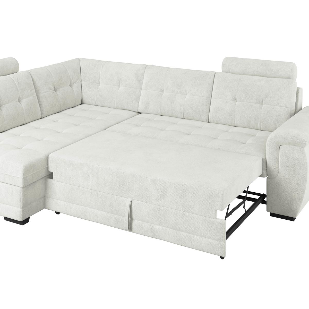 Ecksofa mit Schlaffunktion Falco new Creme 183x251 cm - Creme/Schwarz, KONVENTIONELL, Textil (183/251cm) - Ondega