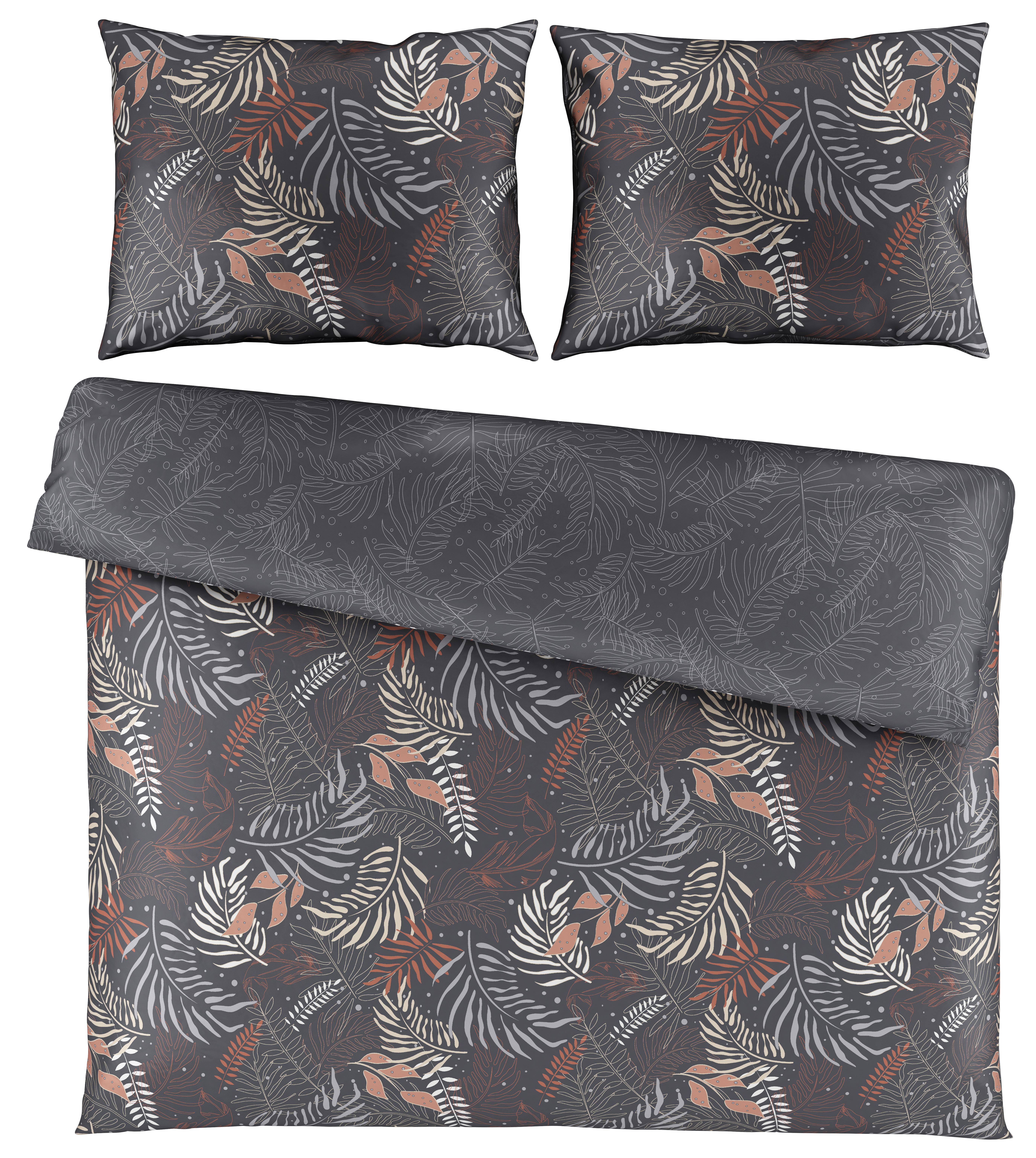 Obojstranná Posteľná Bielizeň Anika Wende Xxl, 200/220cm - antracitová, Konvenčný, textil (200/220cm) - Premium Living