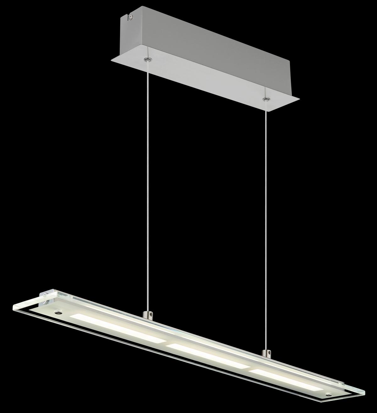LED-HÄNGELEUCHTE Memory-Funktion - Klar/Nickelfarben, Design, Glas/Metall (64/9/150cm) - Globo