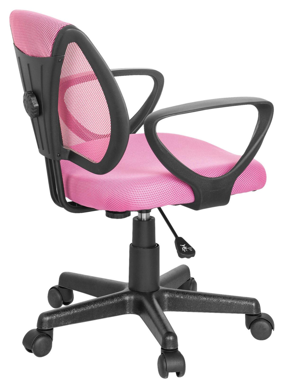 Jugenddrehstuhl Kiddy Cd mit Armstützen Pink Bis 60 Kg - Pink/Schwarz, Basics, Kunststoff (58/75-92/45cm) - MID.YOU