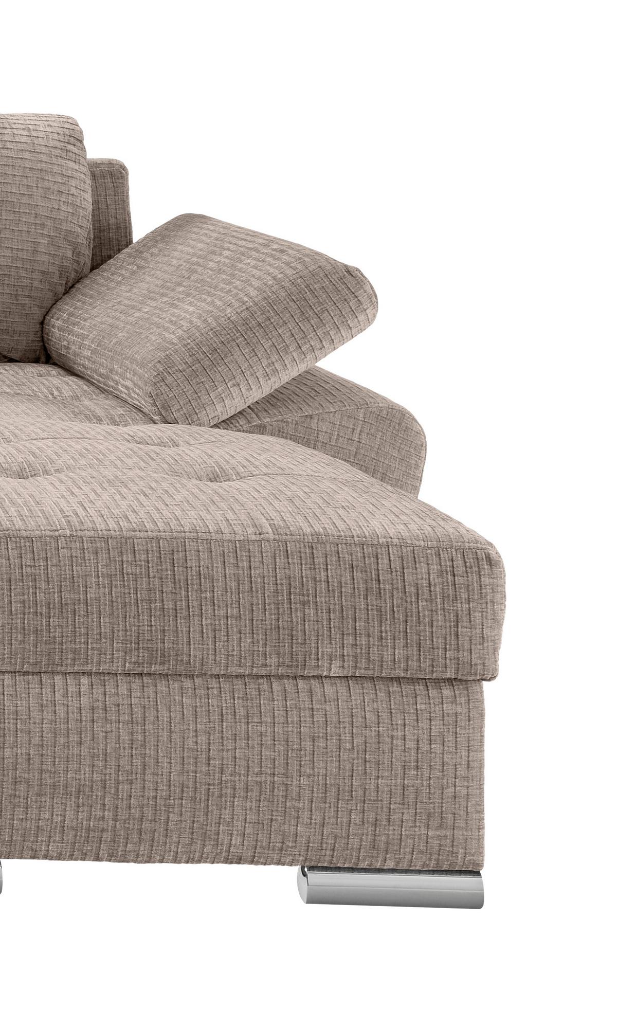 Wohnlandschaft Terana Beige mit Schlaffunktion, Mikrofaser - Chromfarben/Beige, KONVENTIONELL, Textil (219/305/157cm) - Livetastic