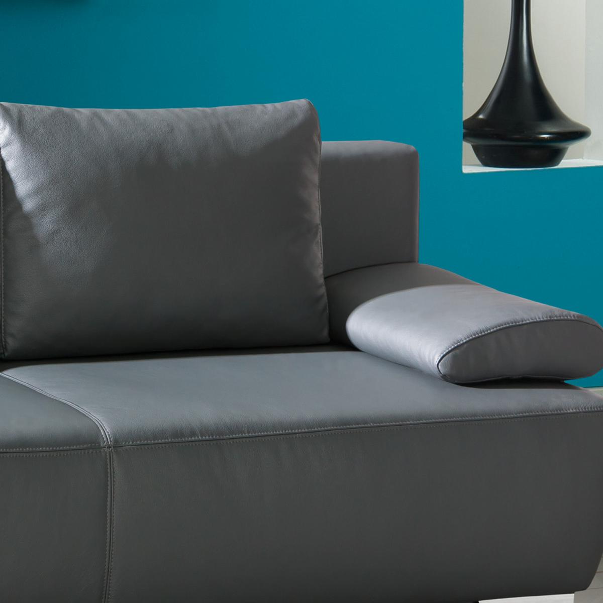 2-sitzer-sofa Mit Schlaffunkt. + Nikita Anthrazit Leder - Chromfarben/Anthrazit, KONVENTIONELL, Leder (195/85/90cm) - Livetastic