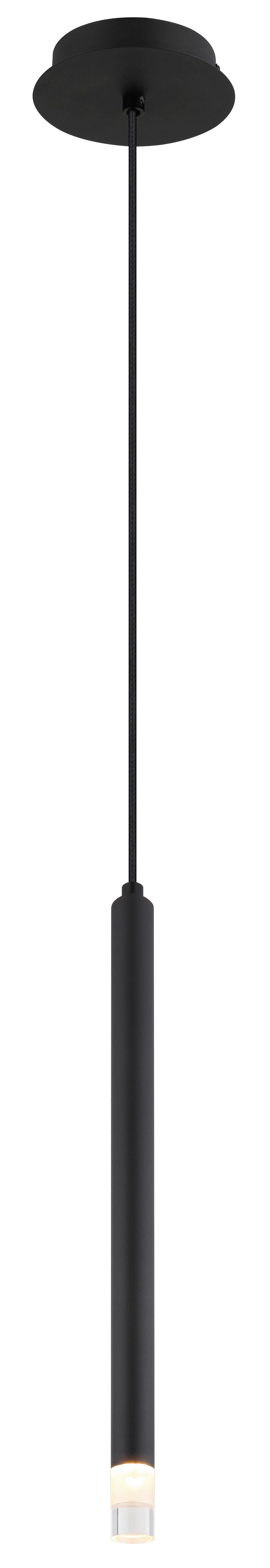 Hängeleuchte 15629-1 - Klar/Schwarz, Basics, Kunststoff/Textil (12/120cm) - Globo