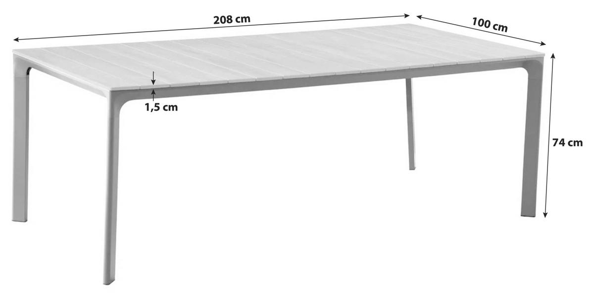 Gartentisch Silea - Anthrazit/Braun, Basics, Kunststoff/Metall (208/100/74cm) - Gardenson