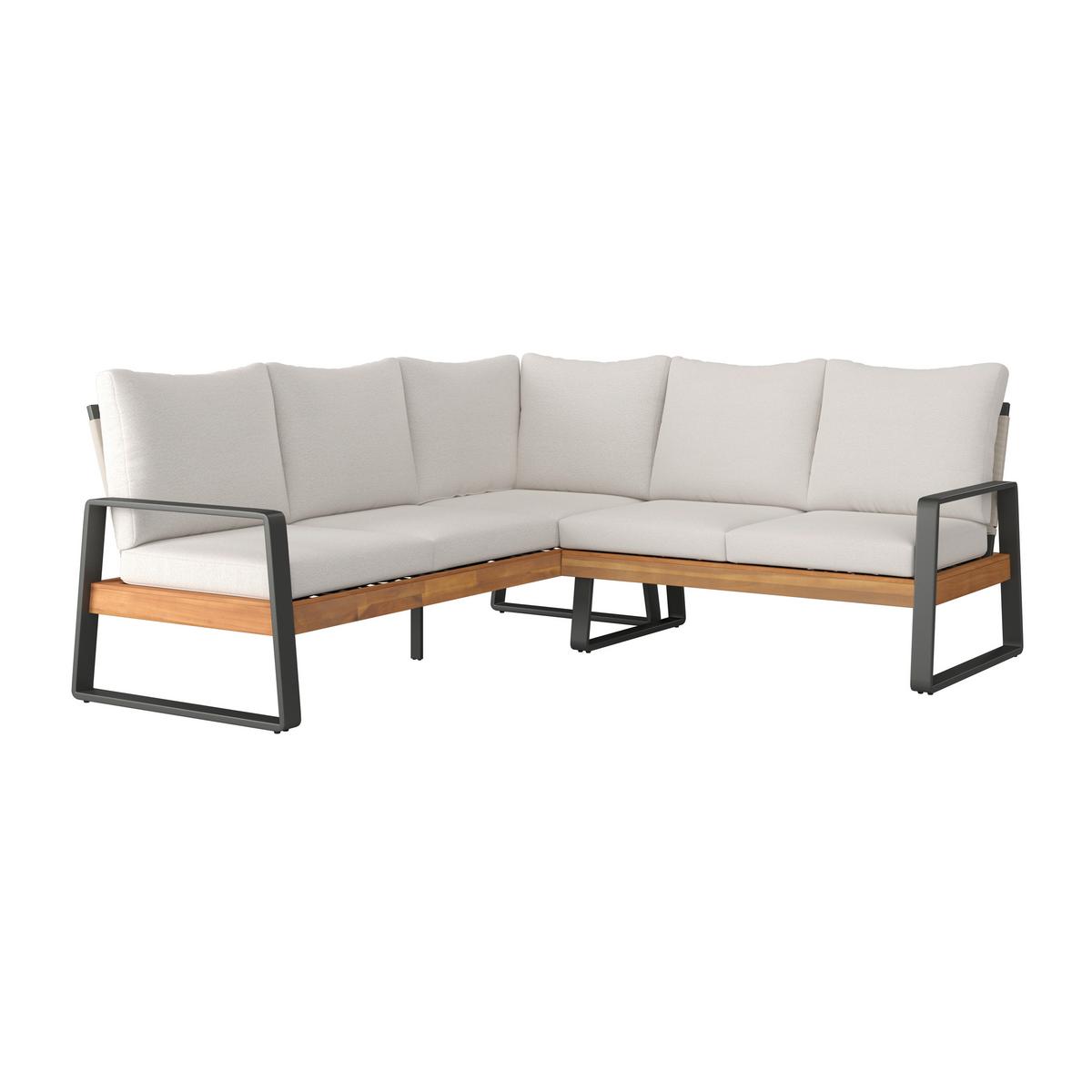 JEDÁLENSKÁ TERASOVÁ SÚPRAVA ALEXA - krémová/farba tíku, Modern, kov/drevo (208,5/81/85,5cm) - Bessagi Garden