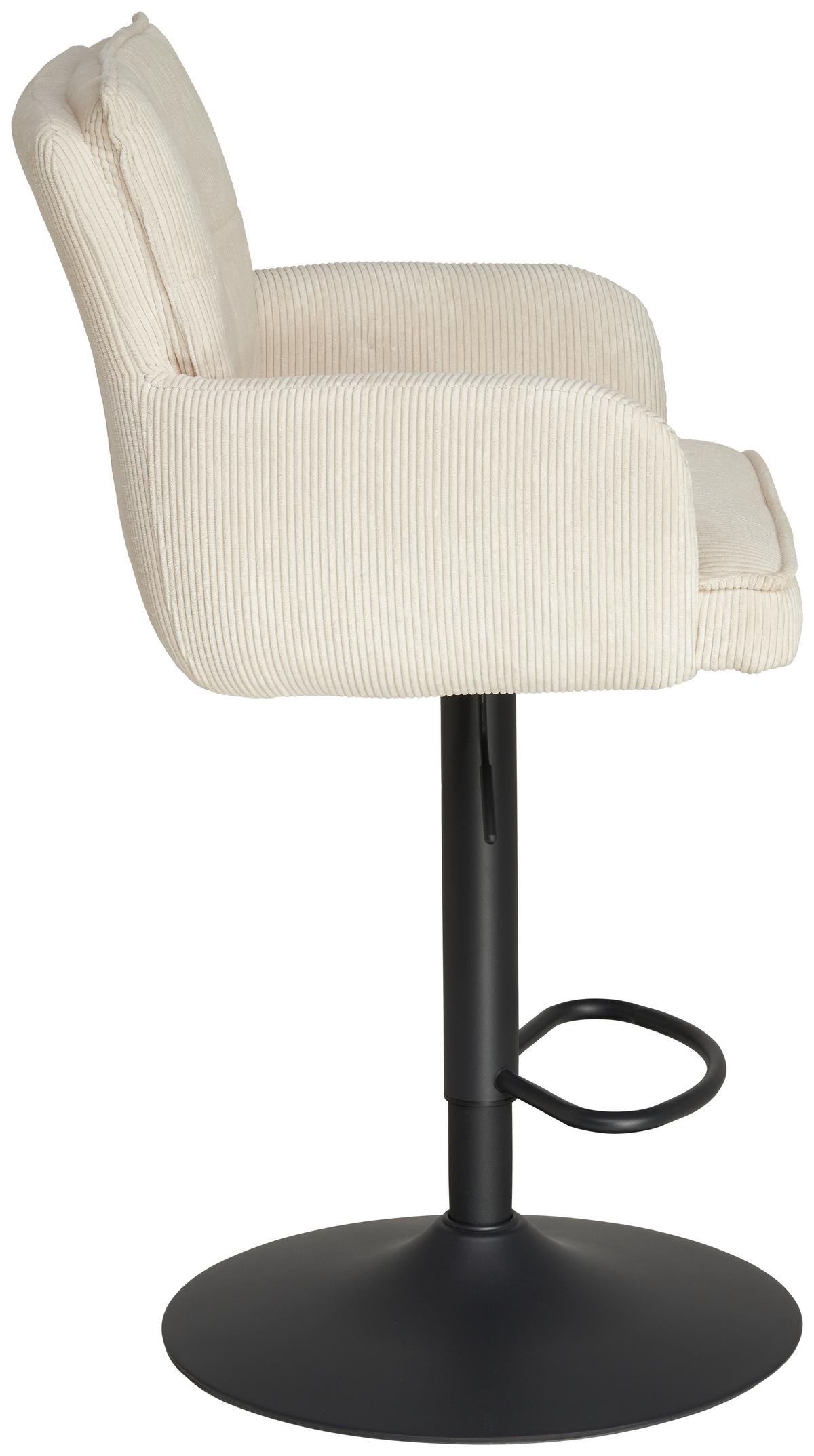 Barhocker Kai Beige Höhenverstellbar Mit Lehne - Beige/Schwarz, KONVENTIONELL, Textil/Metall (57/100-121/57cm) - MID.YOU