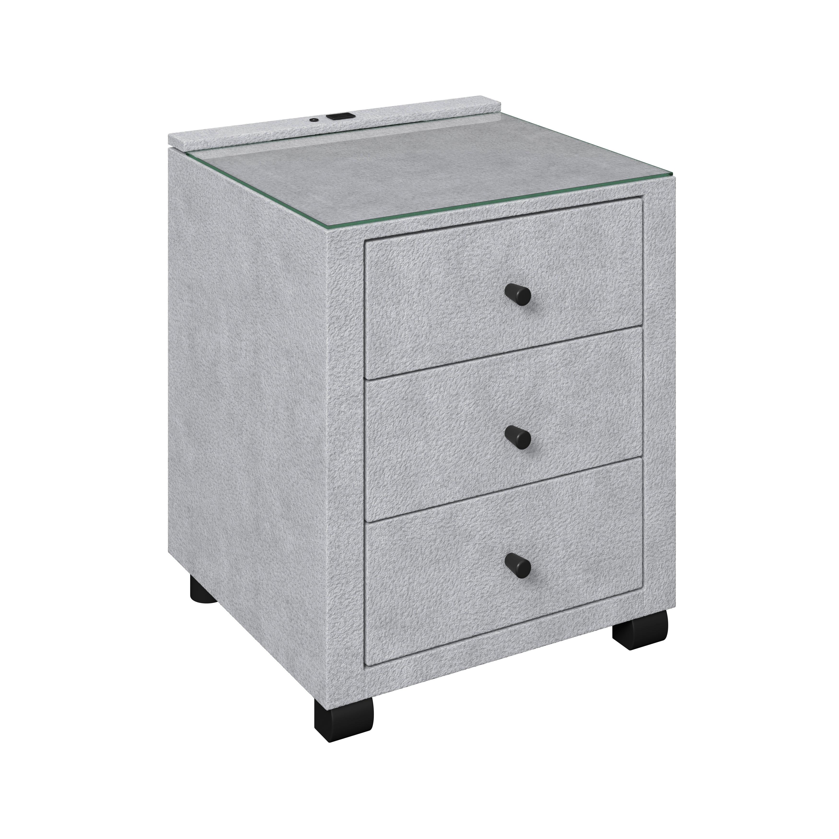 Nachtkästchen Elysia Hellgrau, B: 48cm - Hellgrau, Trend, Glas/Holz (48/68/45,5cm) - Luca Bessoni