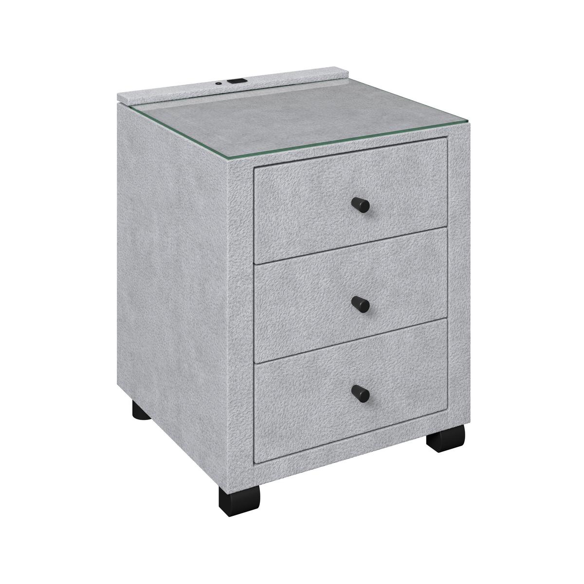 Nachtkästchen Elysia Hellgrau, B: 48cm - Hellgrau, Trend, Glas/Holz (48/68/45,5cm) - Luca Bessoni