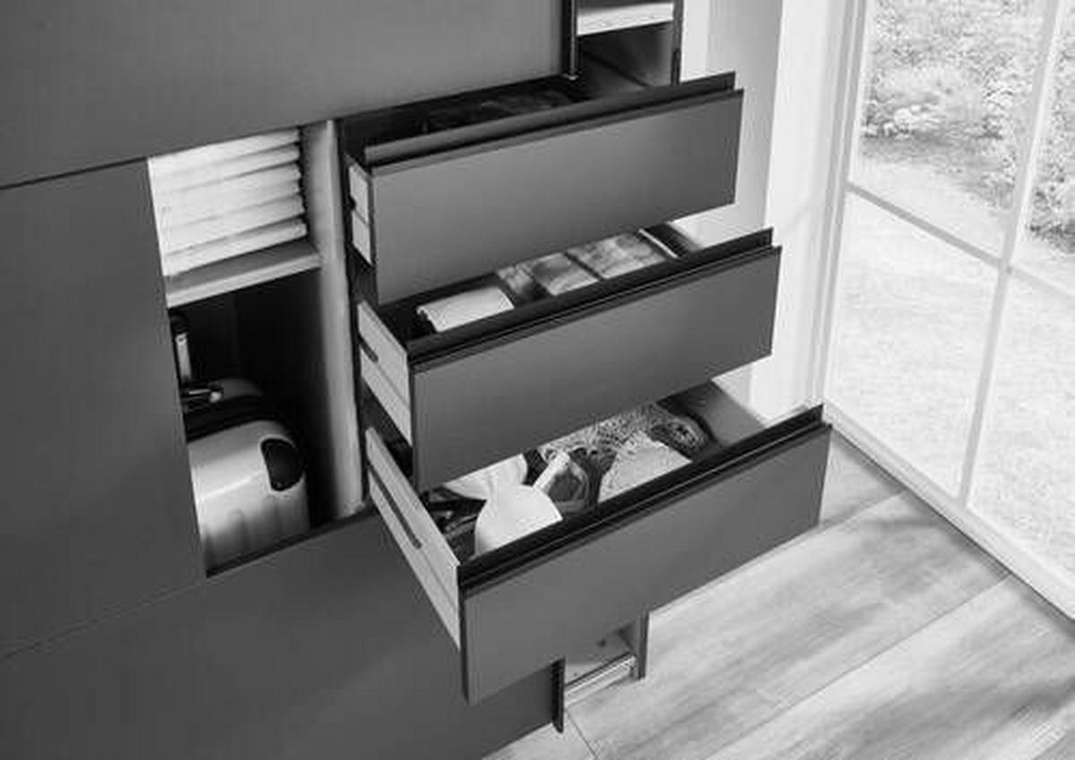 Schwebetürenschrank B: 270 cm Saigon Graphitfarben / Schwarz - Klar/Anthrazit, KONVENTIONELL, Glas/Holzwerkstoff (270/210/64cm) - MID.YOU