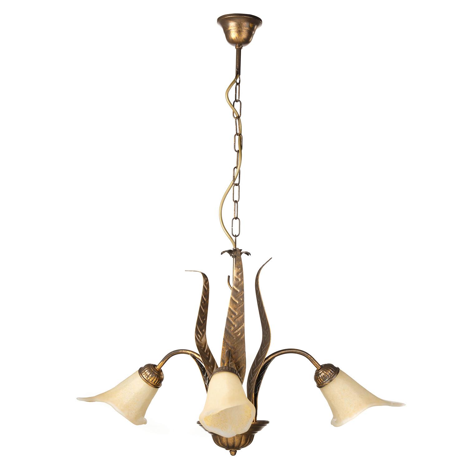 Kronleuchter 4230/3 - Bronzefarben, KONVENTIONELL, Glas/Metall (65/65/100cm)