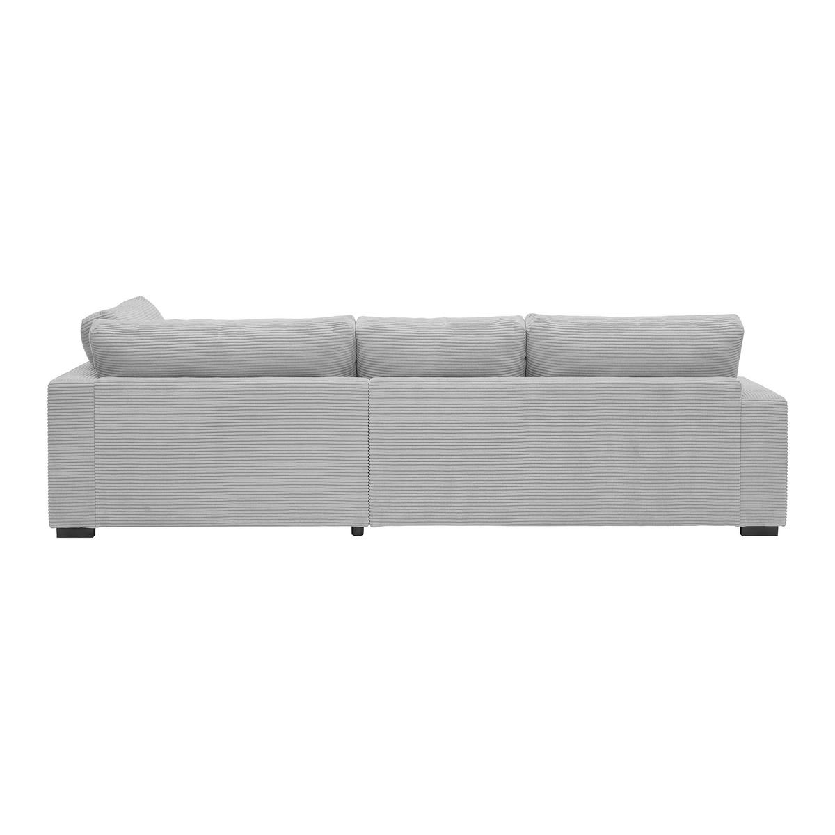 Rohová sedačka PEDRO, pravá, světle šedý manšestr - černá/světle šedá, Moderní, textil/plast (300/190cm) - Mömax