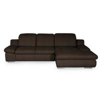 Ecksofa Isona Braun Chenille - Chromfarben/Braun, Design, Textil (286/165cm) - Livetastic