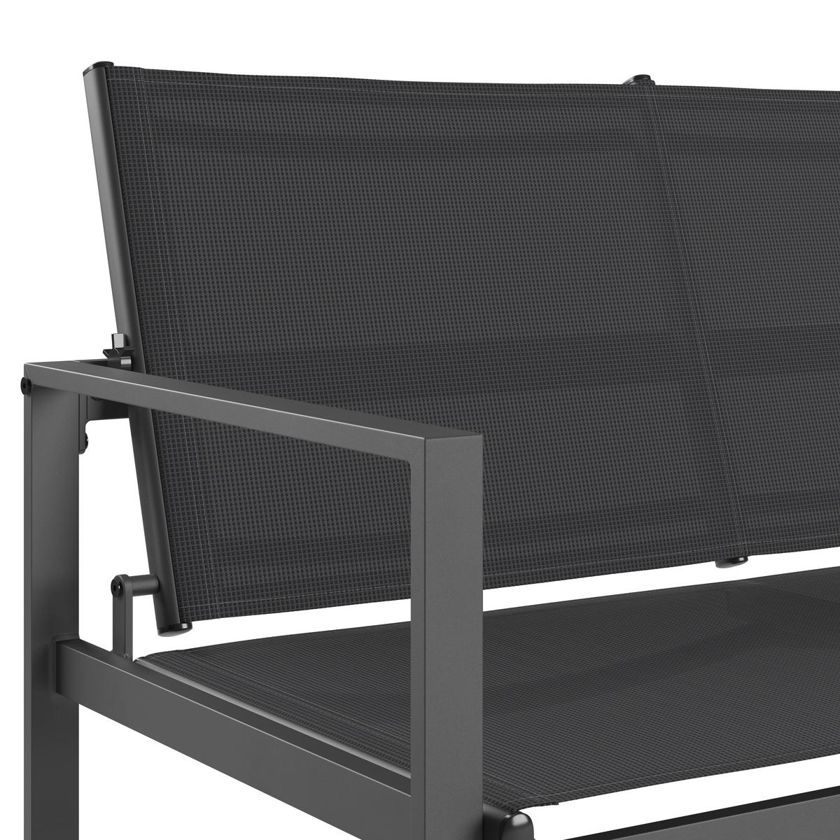 Balkonset Lissabon - Anthrazit/Schwarz, MODERN, Kunststoff/Textil - Beldano