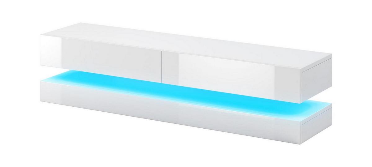 Lowboard TV Stand Fly Led Weiß B: 140 cm - Weiß, Design, Holzwerkstoff (140/25/34cm) - MID.YOU