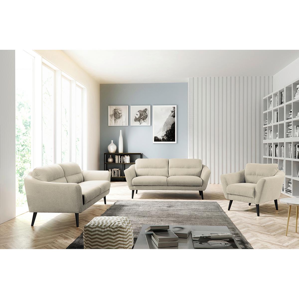 Sessel Tromso Creme B: 92 cm - Creme/Schwarz, Design, Textil (92/87/88cm) - Livetastic