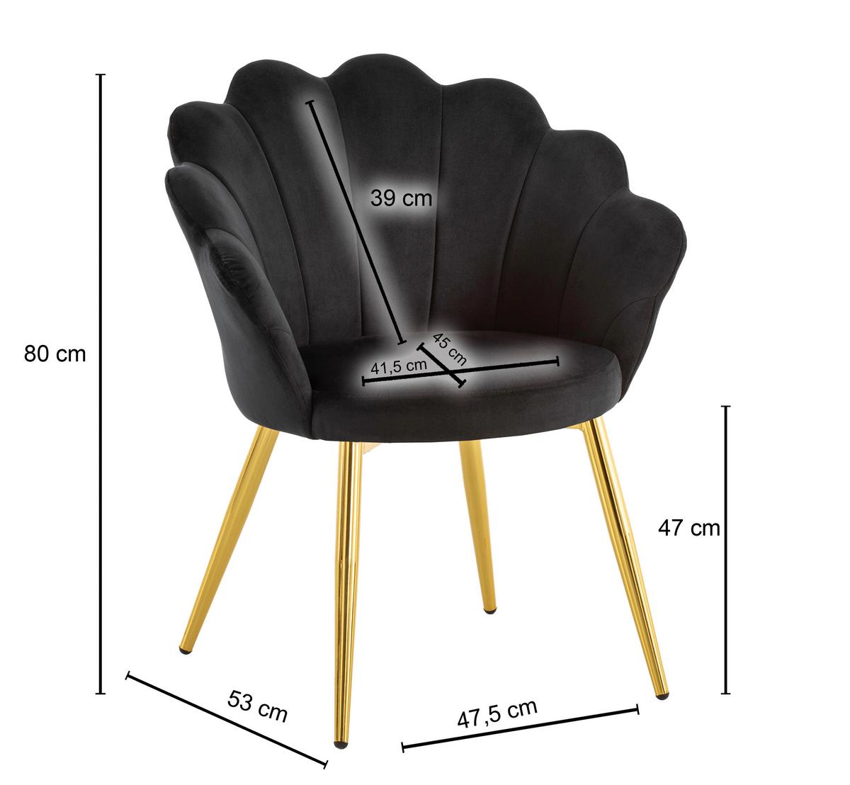 Stuhl Schwarz/Goldfarben - Goldfarben/Schwarz, Design, Textil/Metall (47,5/80/53cm) - MID.YOU