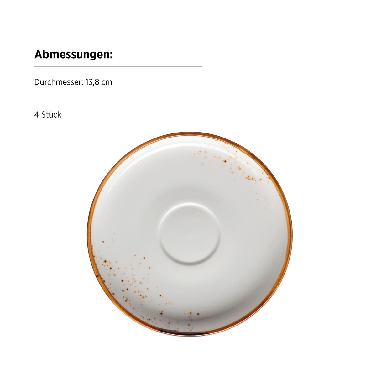 Tassenset Pintar Porzellan 8--Teilig. D: 14 Cm Braun Weiß - Braun/Weiß, Basics, Keramik - Mäser