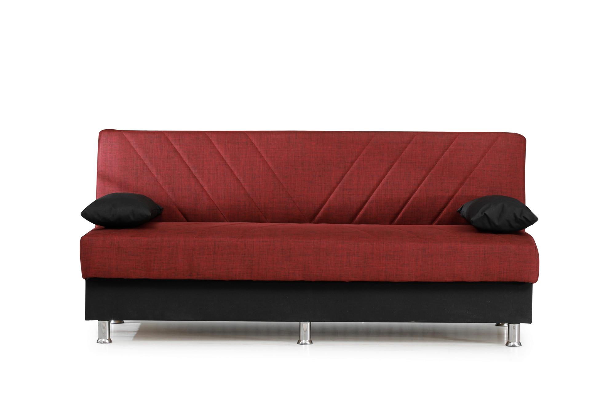3-Sitzer-Sofa Freetown Mit Schlaffunktion Rot/Schwarz - Chromfarben/Rot, Design, Textil (190/82/82cm) - Livetastic