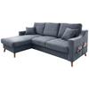 Ecksofa Mit Schlaffunktion Valentina Mit Kissen Blau - Blau/Naturfarben, KONVENTIONELL, Textil (150/228cm) - P & B