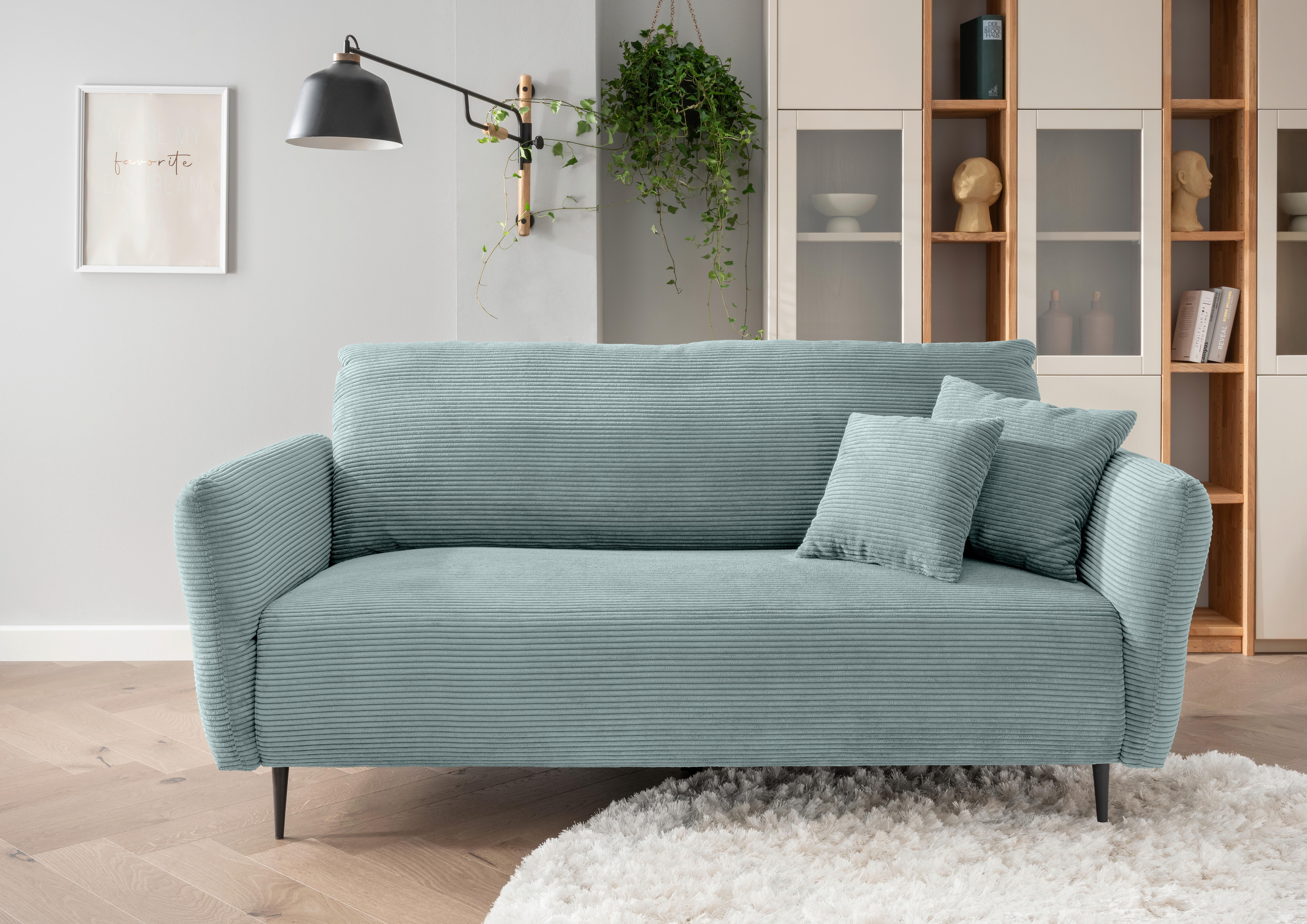 3-Sitzer-Sofa Vanilla - Schwarz/Hellblau, Design, Textil (201/97/102cm) - Livetastic