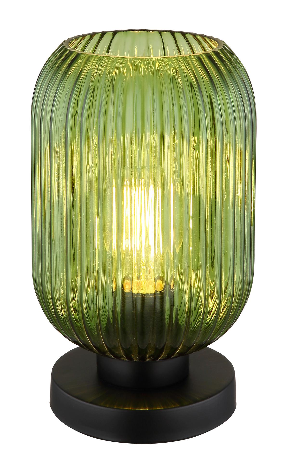 Tischleuchte 15469tg - Schwarz/Grün, KONVENTIONELL, Glas/Metall (14/24cm) - Globo