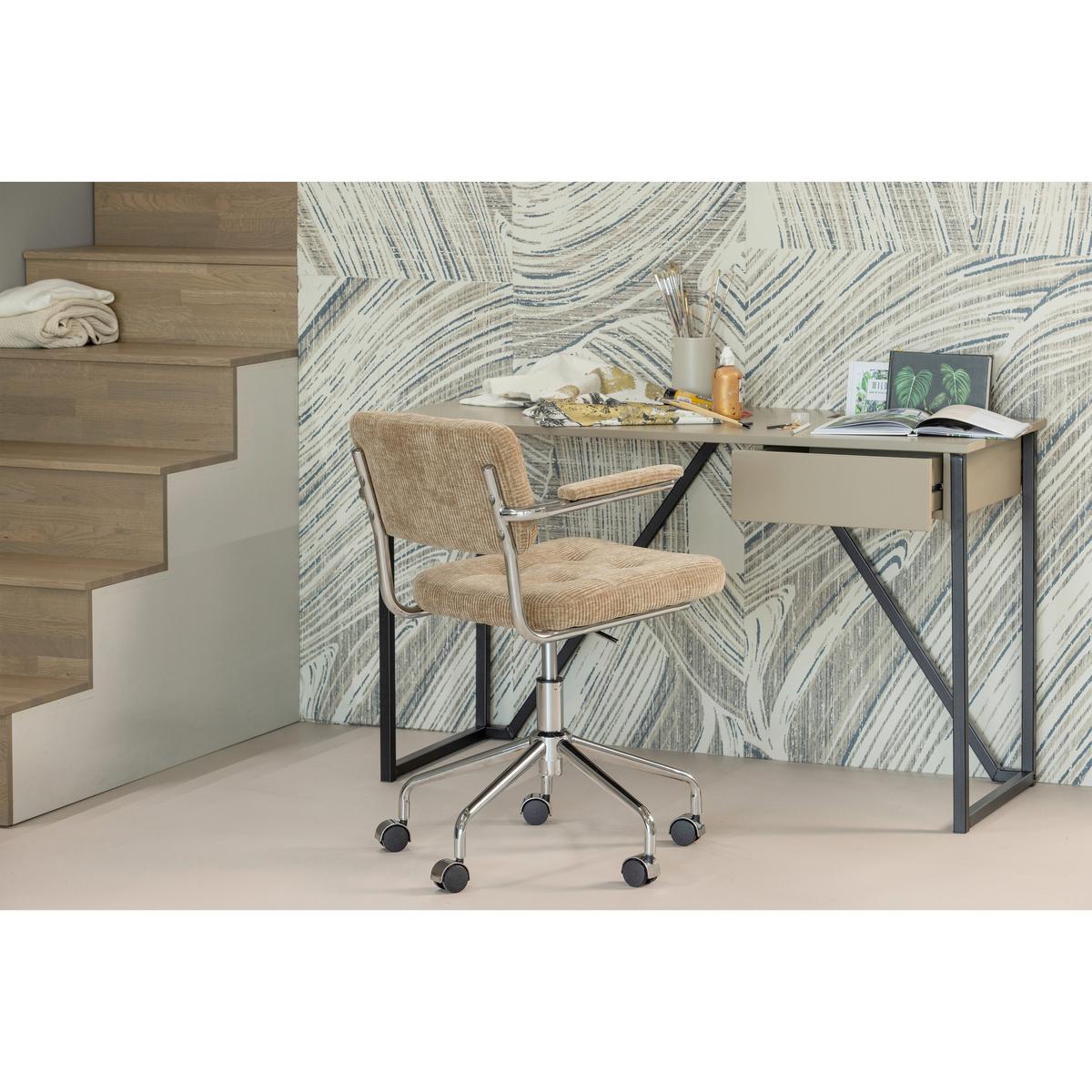 Schreibtisch New Julius Schlammfarben L: 126cm - Schlammfarben/Schwarz, MODERN, Holz/Metall (126/53/75cm) - Livetastic