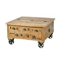 COUCHTISCH Mangoholz B: 90cm - Schwarz/Naturfarben, Design, Holz/Metall (90/90/47cm) - MID.YOU