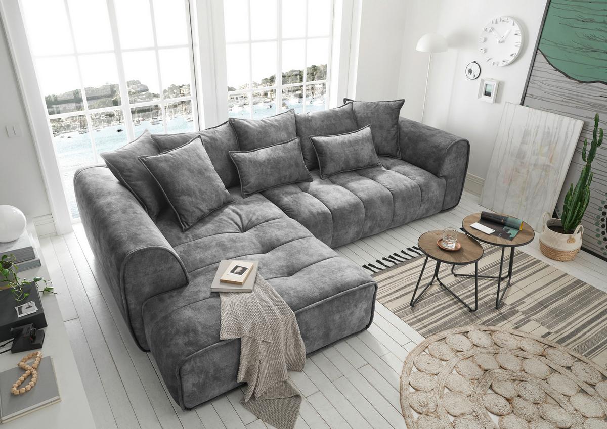 Ecksofa London Grau S: 197/320 cm - Silberfarben/Grau, MODERN, Textil (197/320cm) - MID.YOU